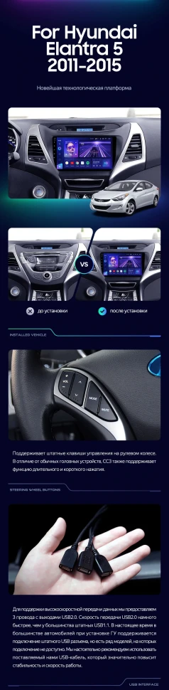 Штатная магнитола Teyes CC3 2K 4/64 Hyundai Elantra 5 JK GD MD UD (2010-2016) F1