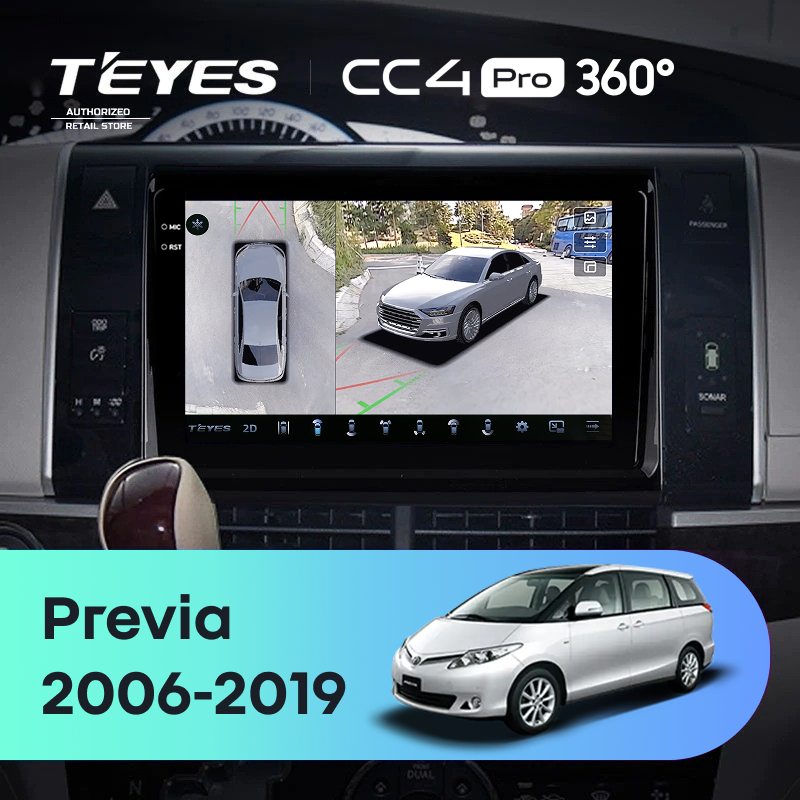 Штатная магнитола Teyes CC4 Pro 360 12/256 Toyota Previa XR50 (2006-2019)