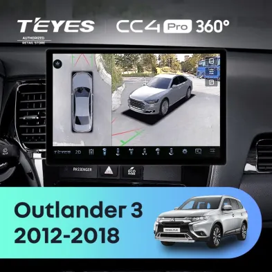 Штатная магнитола Teyes CC4 Pro 360 8/128 Mitsubishi Outlander 3 GF0W GG0W (2012-2018) Тип-B (13")