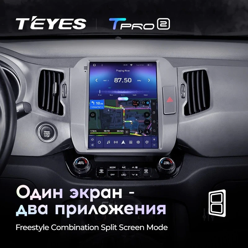 Штатная магнитола Tesla style Teyes TPRO 2 4/64 Kia Sportage 3 SL (2010-2016) Тип-C