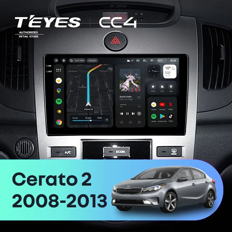 Штатная магнитола Teyes CC4 8/128 Kia Cerato 2 TD (2008-2013) F1