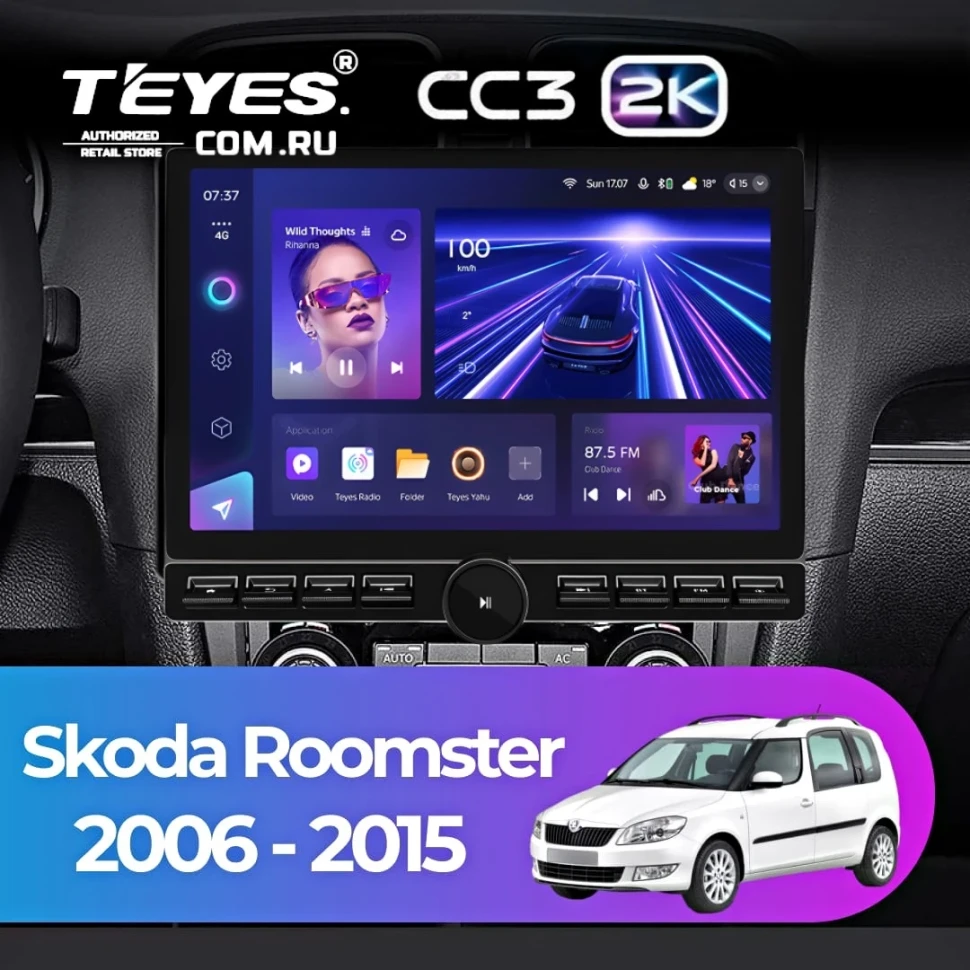 Штатная магнитола Teyes CC3 2K 6/128 Skoda Roomster (2006-2015) (13" с кнопками)