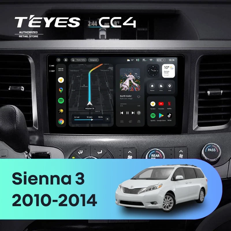 Штатная магнитола Teyes CC4 8/128 Toyota Sienna 3 XL30 (2010-2014)