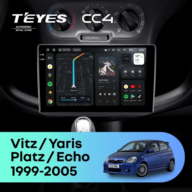 Штатная магнитола Teyes CC4 6/64 Toyota Echo (1999-2005) F1