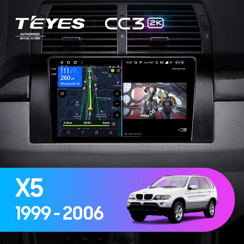 Штатная магнитола Teyes CC3 2K 360 6/128 BMW X5 E39 E53 (1999-2006)