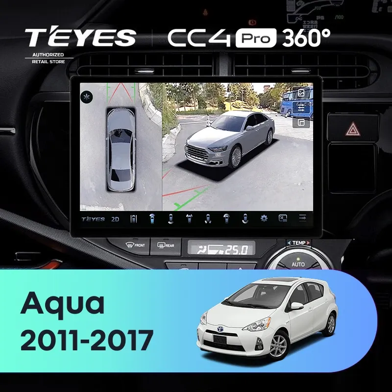Штатная магнитола Teyes CC4 Pro 360 12/256 Toyota Aqua (2011-2017) Правый руль (11")