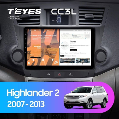 Штатная магнитола Teyes CC3L 4/32 Toyota Highlander 2 XU40 (2007-2013) F2 10"
