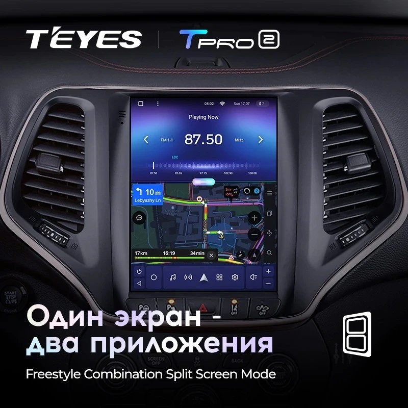 Штатная магнитола Tesla style Teyes TPRO 2 4/32 Jeep Cherokee 5 KL (2013-2018)