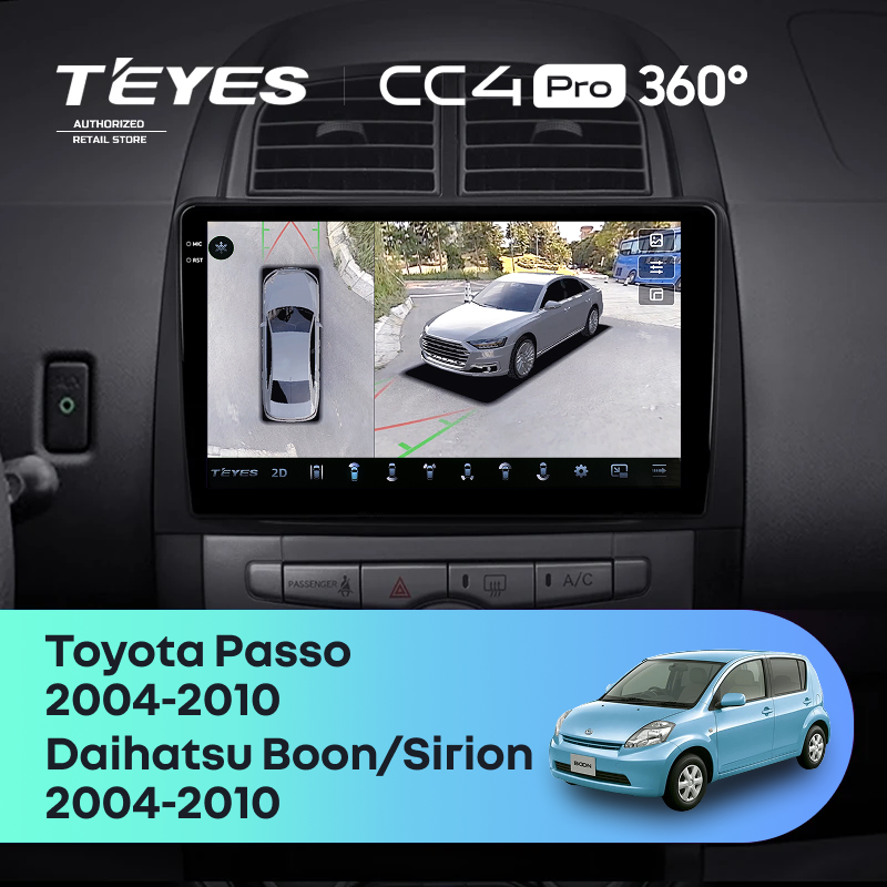 Штатная магнитола Teyes CC4 Pro 360 8/128 Toyota Passo XC10 (2004-2010)