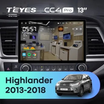 Штатная магнитола Teyes CC4 Pro 8/128 Toyota Highlander 3 XU50 (2013-2018) (13")