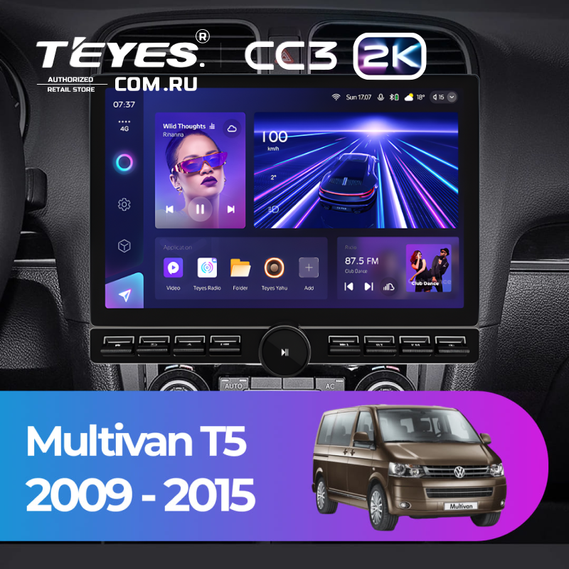 Штатная магнитола Teyes CC3 2K 6/128 Volkswagen Multivan T5 (2009-2015) (13" с кнопками)