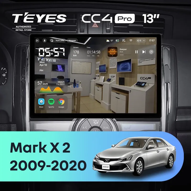 Штатная магнитола Teyes CC4 Pro 12/256 Toyota Mark X 2 X130 (2009-2020) (13")