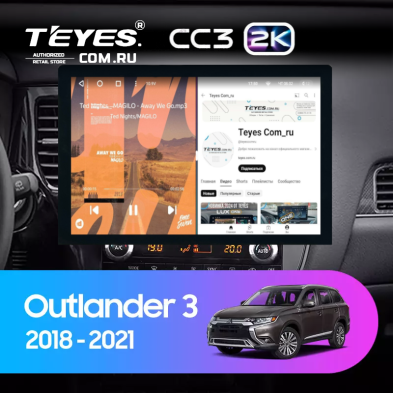 Штатная магнитола Teyes CC3 2K 4/64 Mitsubishi Outlander 3 (2018-2021) (13")