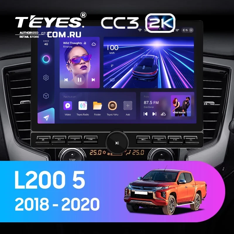 Штатная магнитола Teyes CC3 2K 6/128 Mitsubishi L200 5 (2018-2020) F2 (13" с кнопками)
