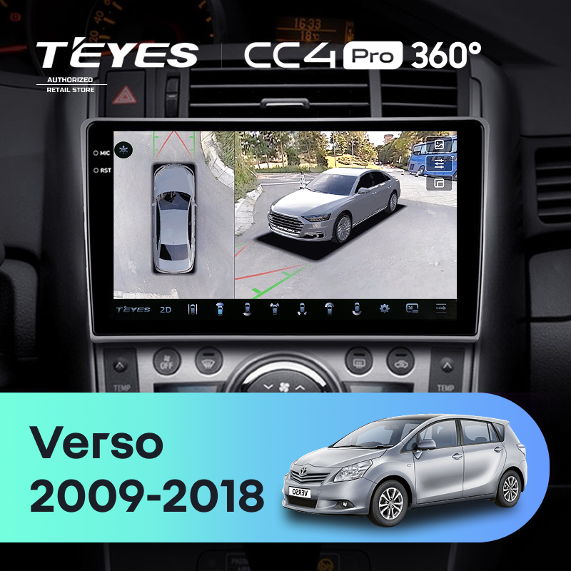 Штатная магнитола Teyes CC4 Pro 360 12/256 Toyota Verso R20 (2009-2018) F1