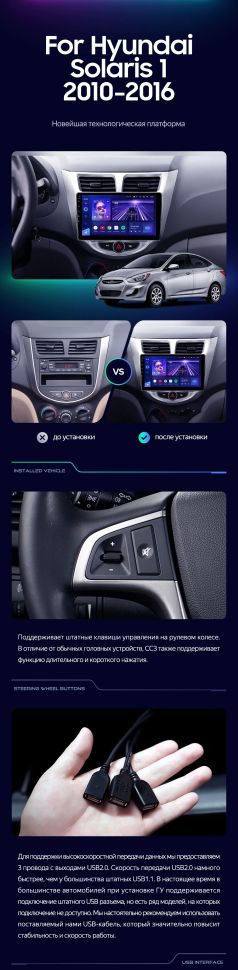 Штатная магнитола Teyes CC3L 4/32 Hyundai Solaris 1 (2010-2016) F1