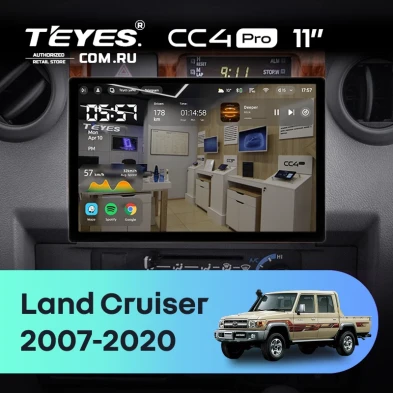 Штатная магнитола Teyes CC4 Pro 8/128 Toyota Land Cruiser 70 Series LC 79 (2007-2020) (11") (Дерево)