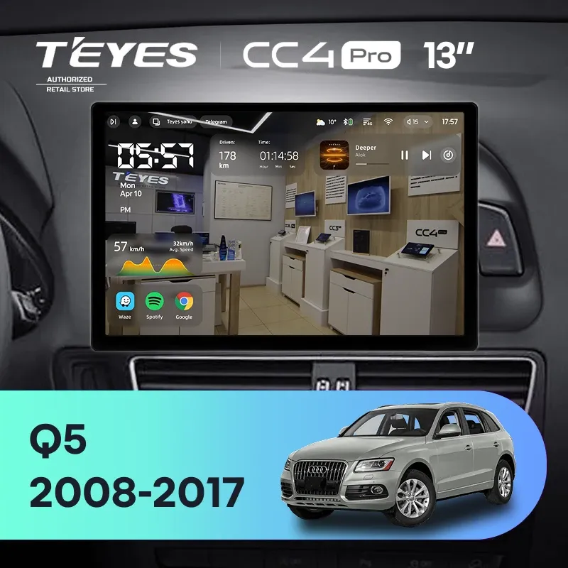Штатная магнитола Teyes CC4 Pro 12/256 Audi Q5 8R (2008-2017) Тип-B (13")