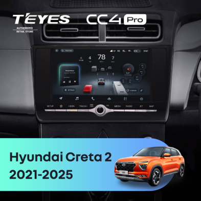 Штатная магнитола Teyes CC4 Pro 12/256 Hyundai Creta 2 (2021-2025) с кнопками