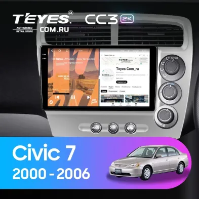 Штатная магнитола Teyes CC3 2K 4/64 Honda Civic 7 (2000-2006) F3 Правый руль