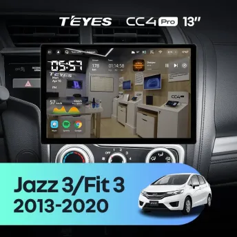Штатная магнитола Teyes CC4 Pro 8/128 Honda Fit 3 GP GK (2013-2020) Тип-B (13")
