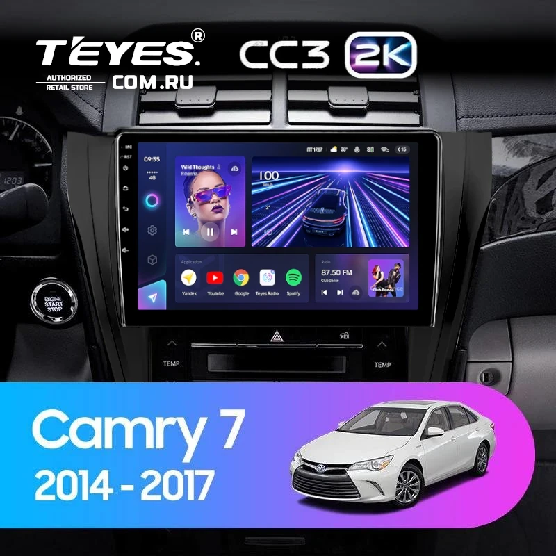 Штатная магнитола Teyes CC3 2K 4/64 Toyota Camry 7 XV 50 55 (2014-2017) (черная) F2