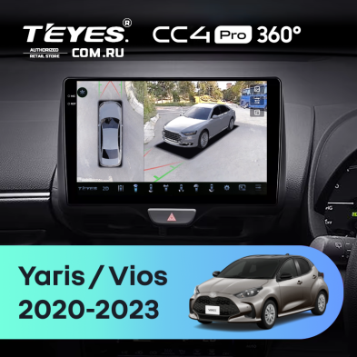 Штатная магнитола Teyes CC4 Pro 360 12/256 Toyota Vios (2020-2023) Правый руль