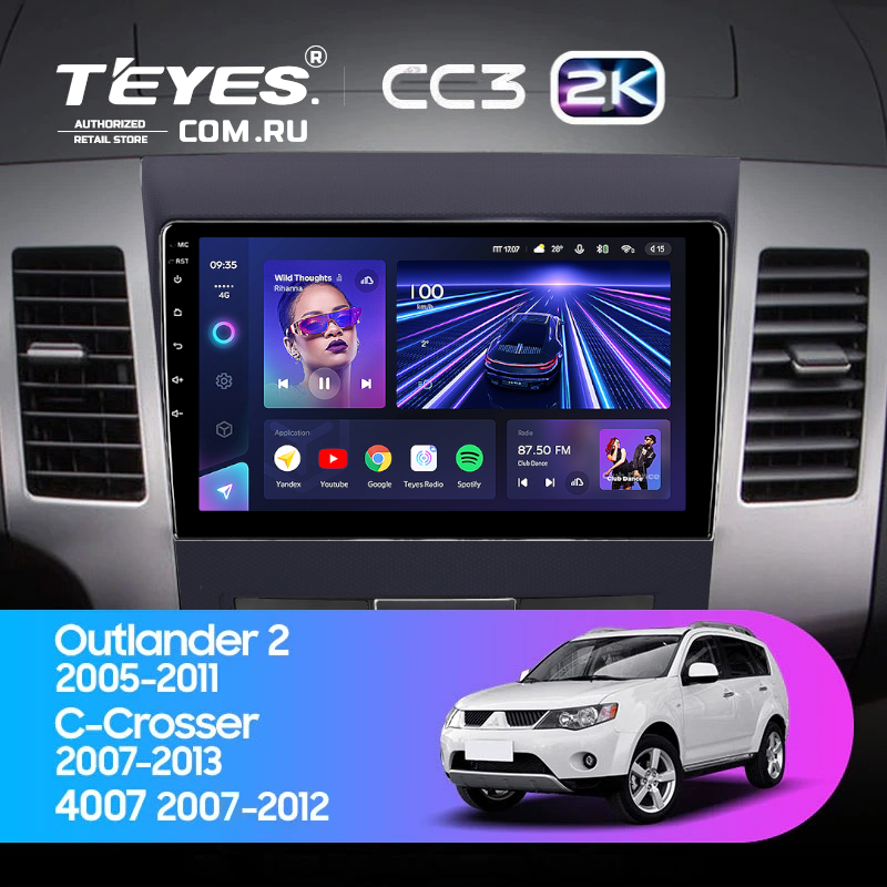 Штатная магнитола Teyes CC3 2K 4/32 Citroen C-Crosser 1 (2007-2013) Декор Тип-A