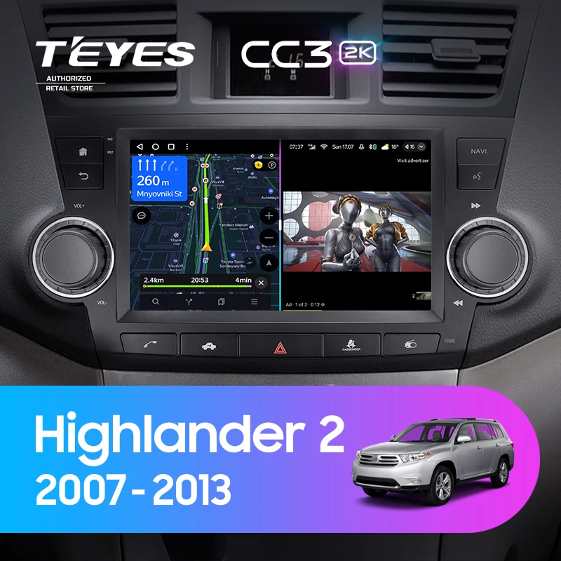 Штатная магнитола Teyes CC3 2K 360 6/128 Toyota Highlander 2 XU40 (2007-2013) F3 9"