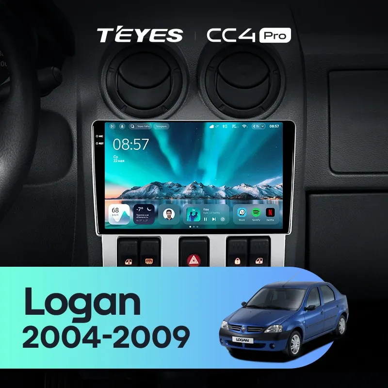 Штатная магнитола Teyes CC4 Pro 12/256 Renault Logan 1 (2004-2009)