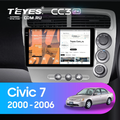 Штатная магнитола Teyes CC3 2K 4/32 Honda Civic 7 (2000-2006) F3 Правый руль