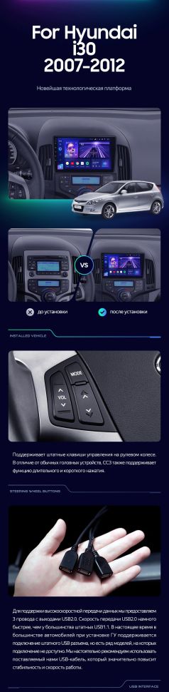 Штатная магнитола Teyes CC3 4/32 Hyundai i30 1 FD (2007-2012) F2