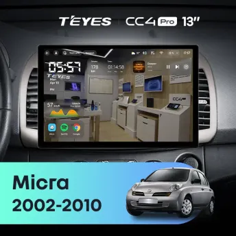 Штатная магнитола Teyes CC4 Pro 8/128 Nissan Micra K12 (2002-2010) (13")