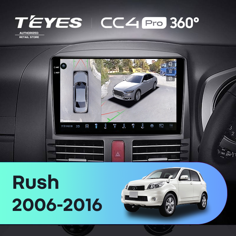 Штатная магнитола Teyes CC4 Pro 360 8/128 Toyota Rush J200 (2006-2016) Правый руль