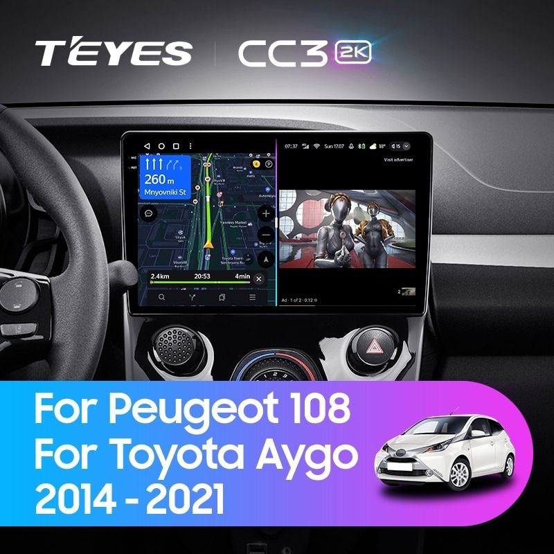 Штатная магнитола Teyes CC3 2K 6/128 Peugeot 108 (2014-2021) F1