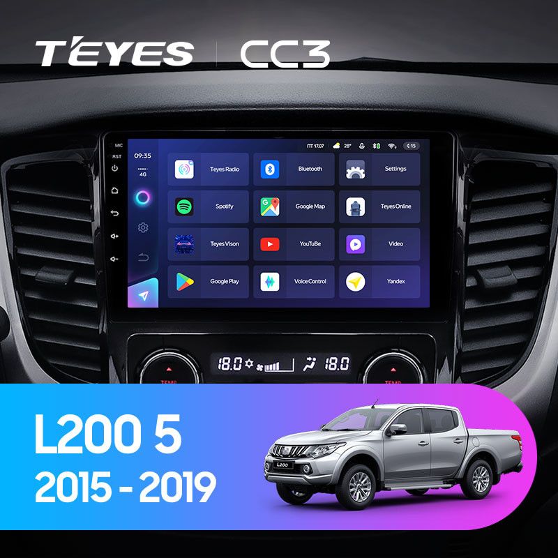 Штатная магнитола Teyes CC3 4/32 Mitsubishi L200 5 (2015-2019) кондиционер F1