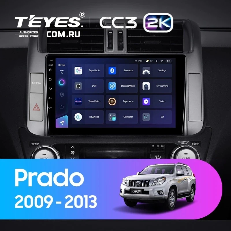 Штатная магнитола Teyes CC3 2K 360 6/128 Toyota Land Cruiser Prado 150 (2009-2013) F1 Тип-C