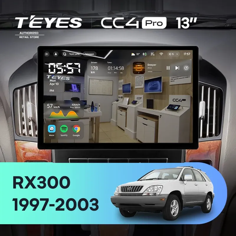 Штатная магнитола Teyes CC4 Pro 8/128 Lexus RX300 XU10 (1997-2003) F2 (13")