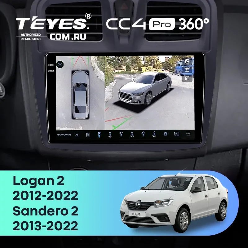 Штатная магнитола Teyes CC4 Pro 360 8/128 Renault Sandero 2 (2013-2022) F1 (10")