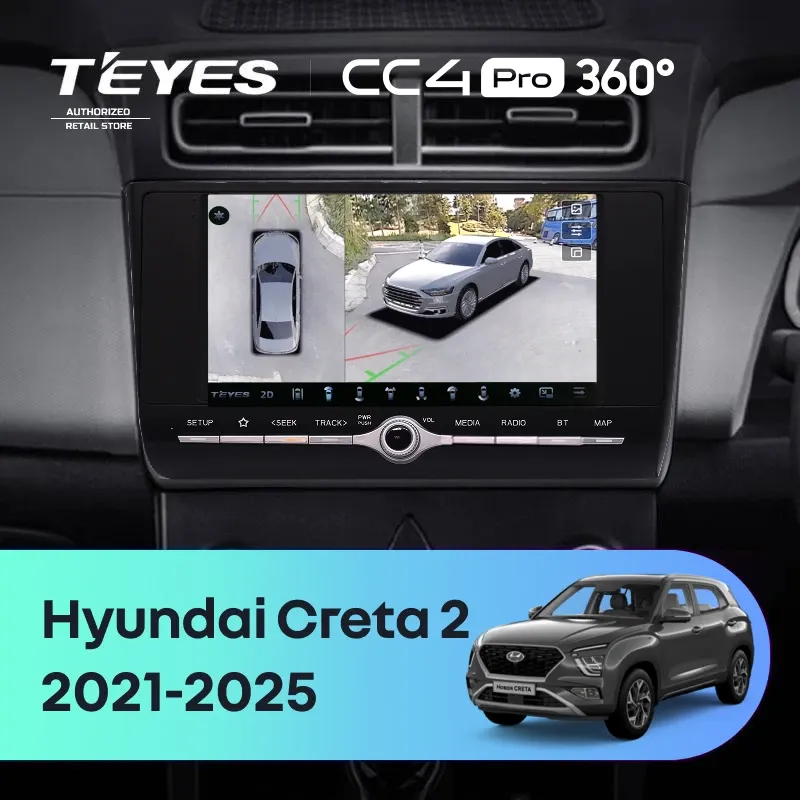 Штатная магнитола Teyes CC4 Pro 360 12/256 Hyundai Creta 2 (2021-2025) с кнопками