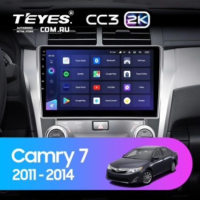 Штатная магнитола Teyes CC3 2K 6/128 Toyota Camry 7 XV 50 55 (2011-2014) (черно-серая) F1