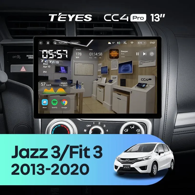 Штатная магнитола Teyes CC4 Pro 8/128 Honda Jazz 3 (2015-2020) Тип-B (13")