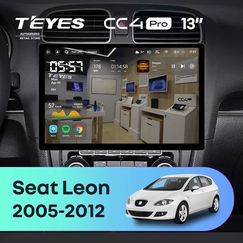 Штатная магнитола Teyes CC4 Pro 8/128 Seat Leon (2005-2012) (13")