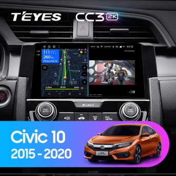 Штатная магнитола Teyes CC3 2K 4/32 Honda Civic 10 FC FK (2015-2020)