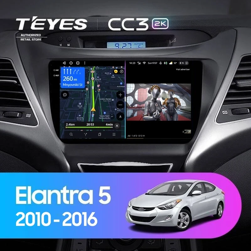Штатная магнитола Teyes CC3 2K 360 6/128 Hyundai Elantra 5 JK GD MD UD (2010-2016) F2
