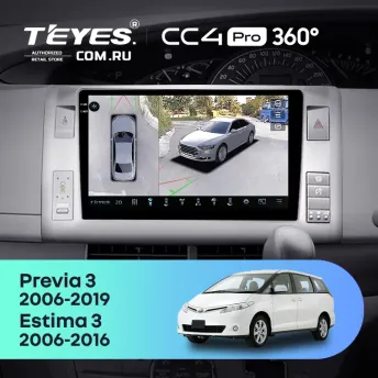 Штатная магнитола Teyes CC4 Pro 360 8/128 Toyota Previa XR50 3 (2006-2019) Правый руль
