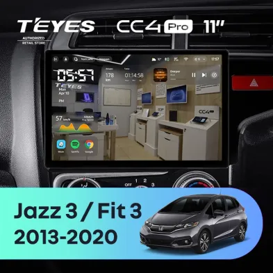 Штатная магнитола Teyes CC4 Pro 12/256 Honda Fit 3 GP GK (2013-2020) Тип-A Правый руль (11")