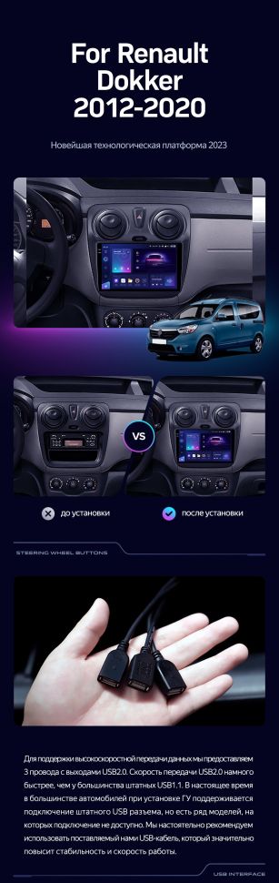 Штатная магнитола Teyes CC3L 4/32 Renault Dokker (2012-2020)