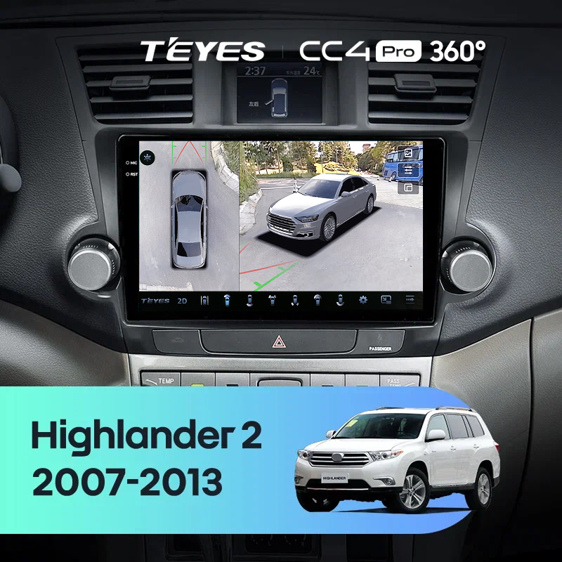 Штатная магнитола Teyes CC4 Pro 360 12/256 Toyota Highlander 2 XU40 (2007-2013) F3 9"