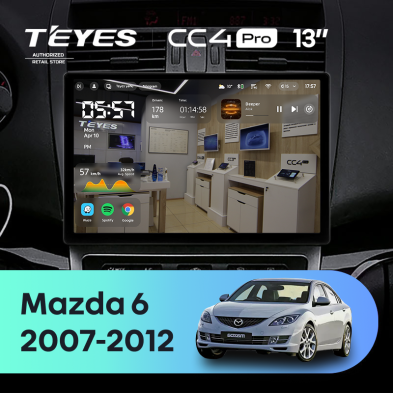Штатная магнитола Teyes CC4 Pro 8/128 Mazda 6 2 GH (2007-2012) (13")
